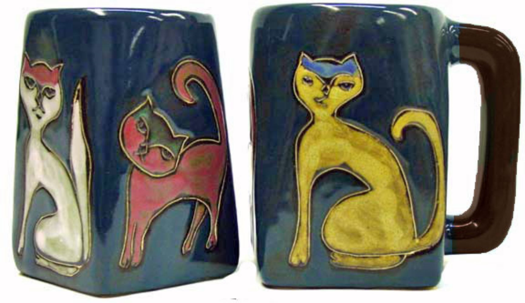 Mara Square Bottom Mug 12 oz - Cats - Blue   511V9