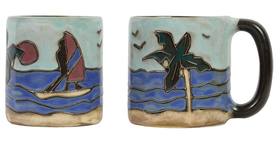 Mara Round Mug 16 oz Palm Trees/Surfers 510N3