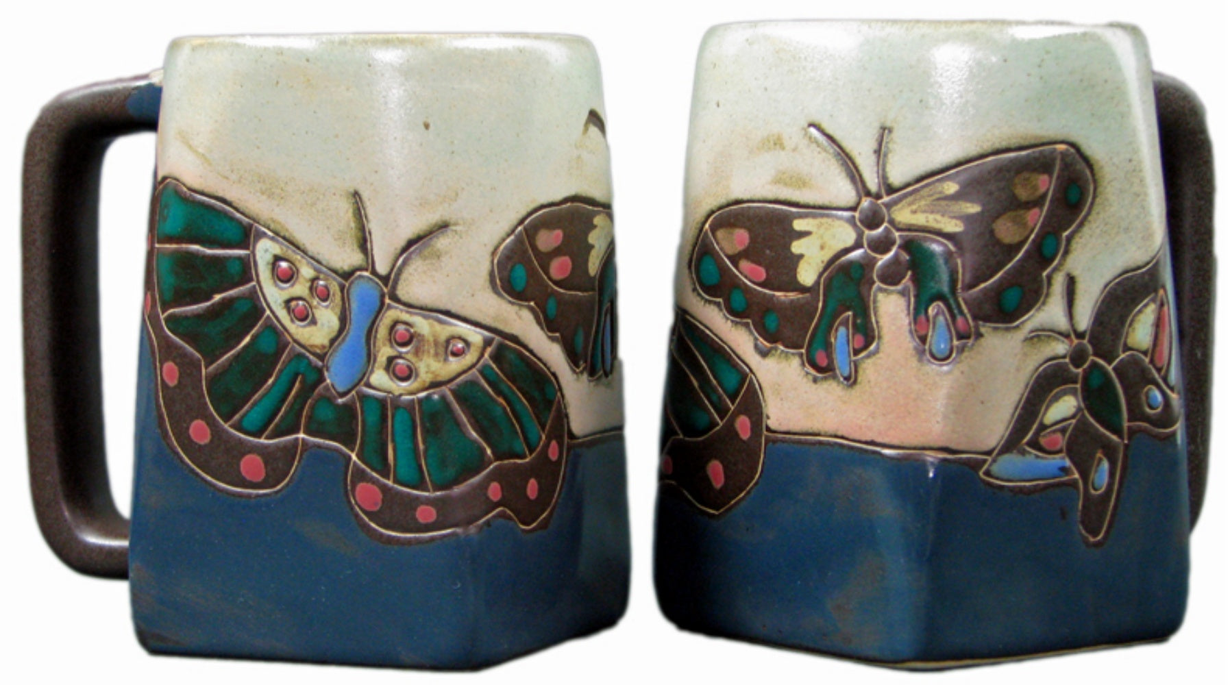 Mara Square Bottom Mug 12 oz - Butterflies - Blue   511J8
