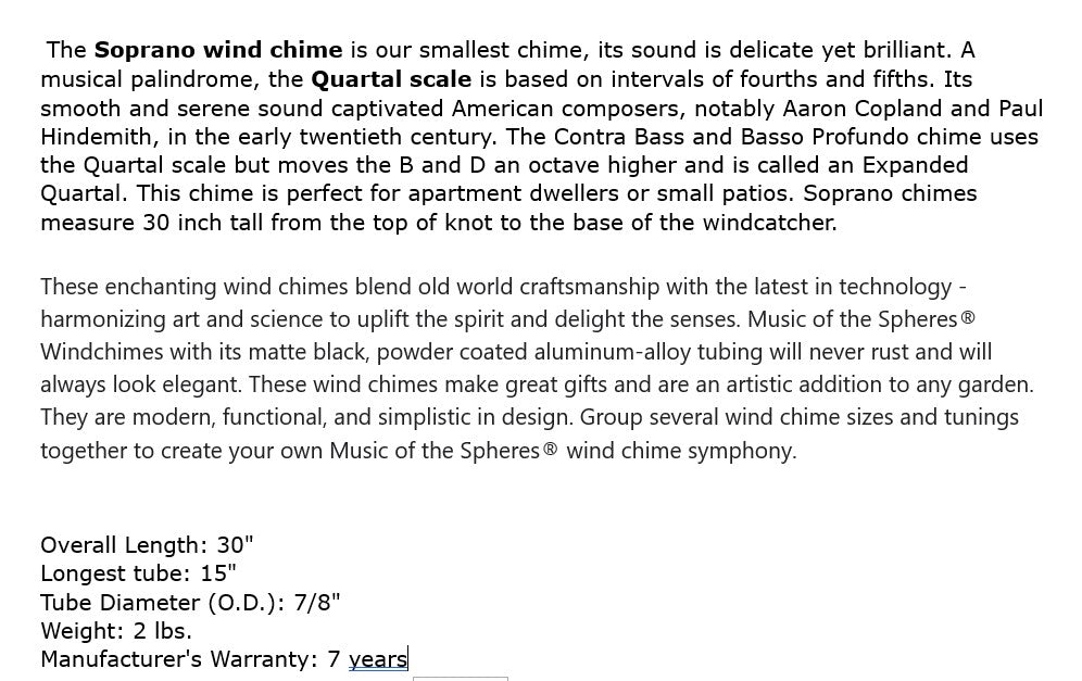 Music of the Spheres SOPRANO Chime - Ships in about 15 days