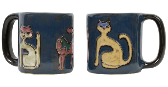 Mara Round Mug 16 oz Cats in Blue  510P3 -